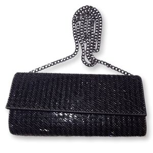 💠SCARLET Hollywood Beaded Clutch Sparkly Foldover Removable Chain Strap Bag